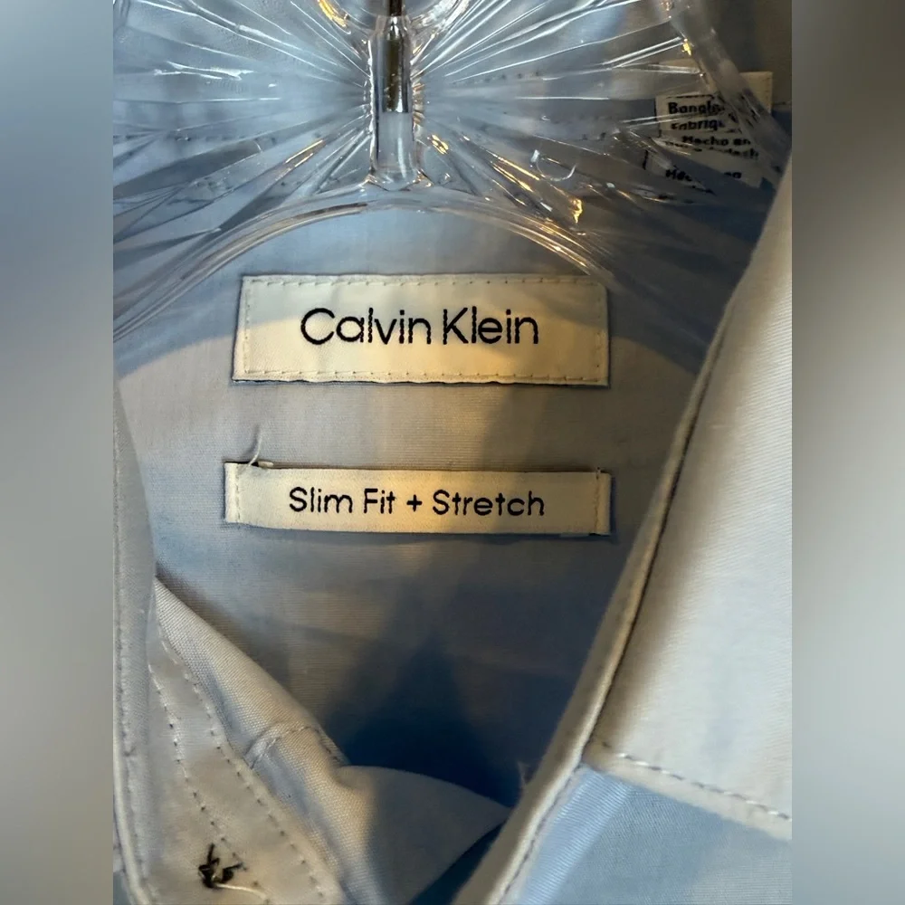 Calvin Klein Slim Fit Stretch Button Down Shirt- Size 8 - Picture 6 of 9